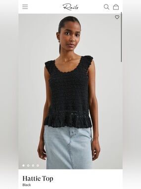 NWT Rails Hattie Crochet Knit Tank Top - Black M Medium